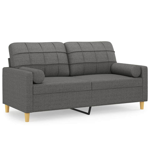 2-Seater Sofa with Throw Pillows Dark Grey