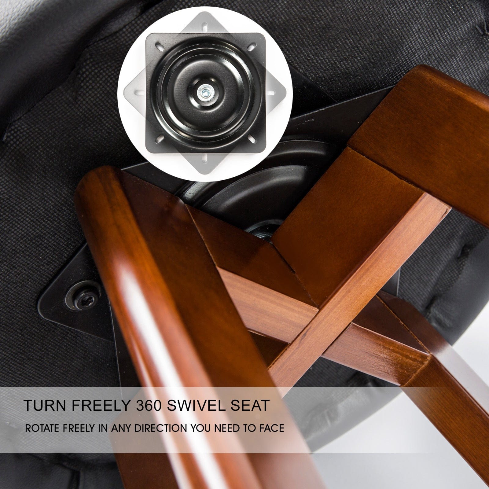 2X Wooden Bar Stool Dining Chair Leather LEILA 72cm BLACK BROWN, Black colour