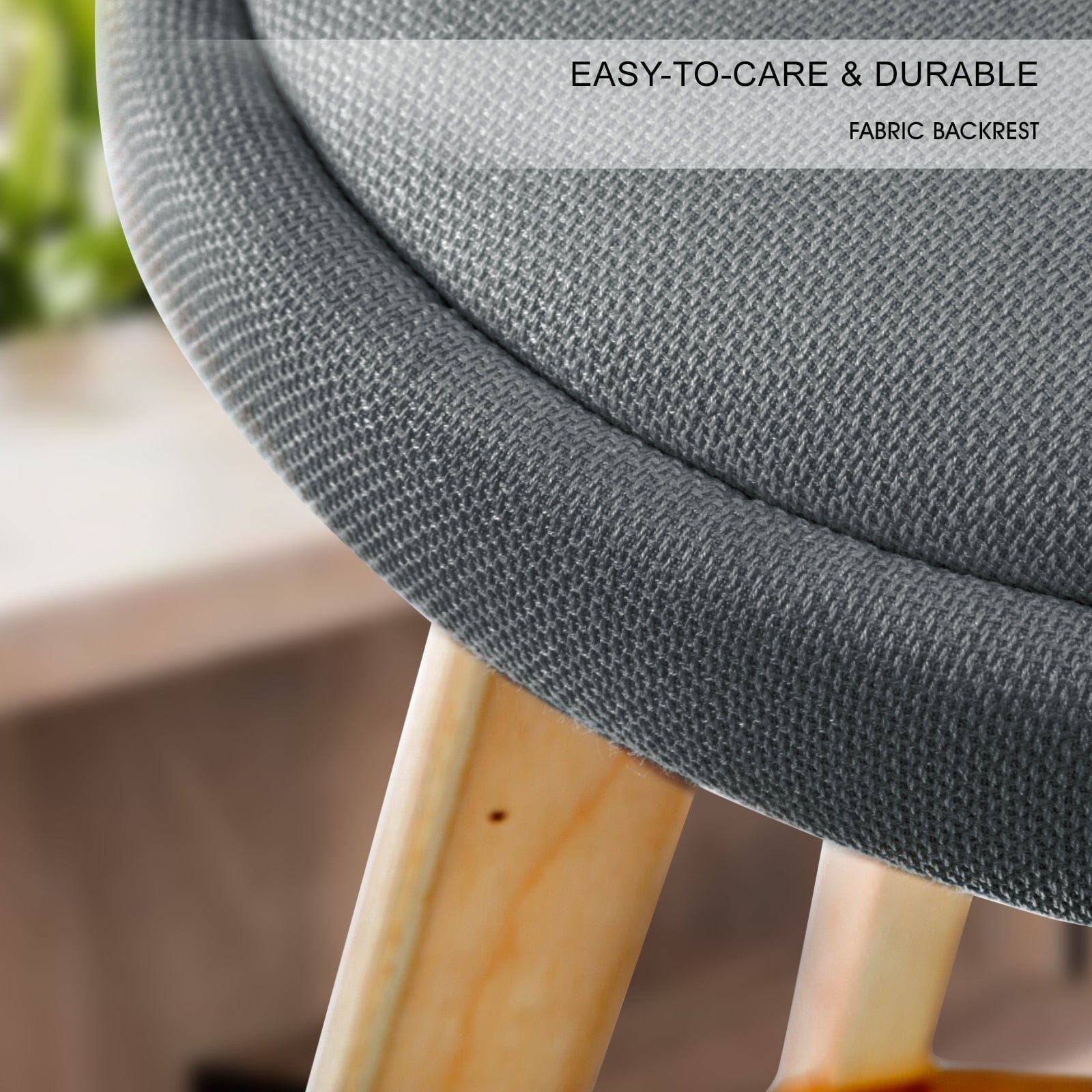 2X Wooden Bar Stool Dining Chair Fabric LEILA 72cm GREY with Table & Bar Stools