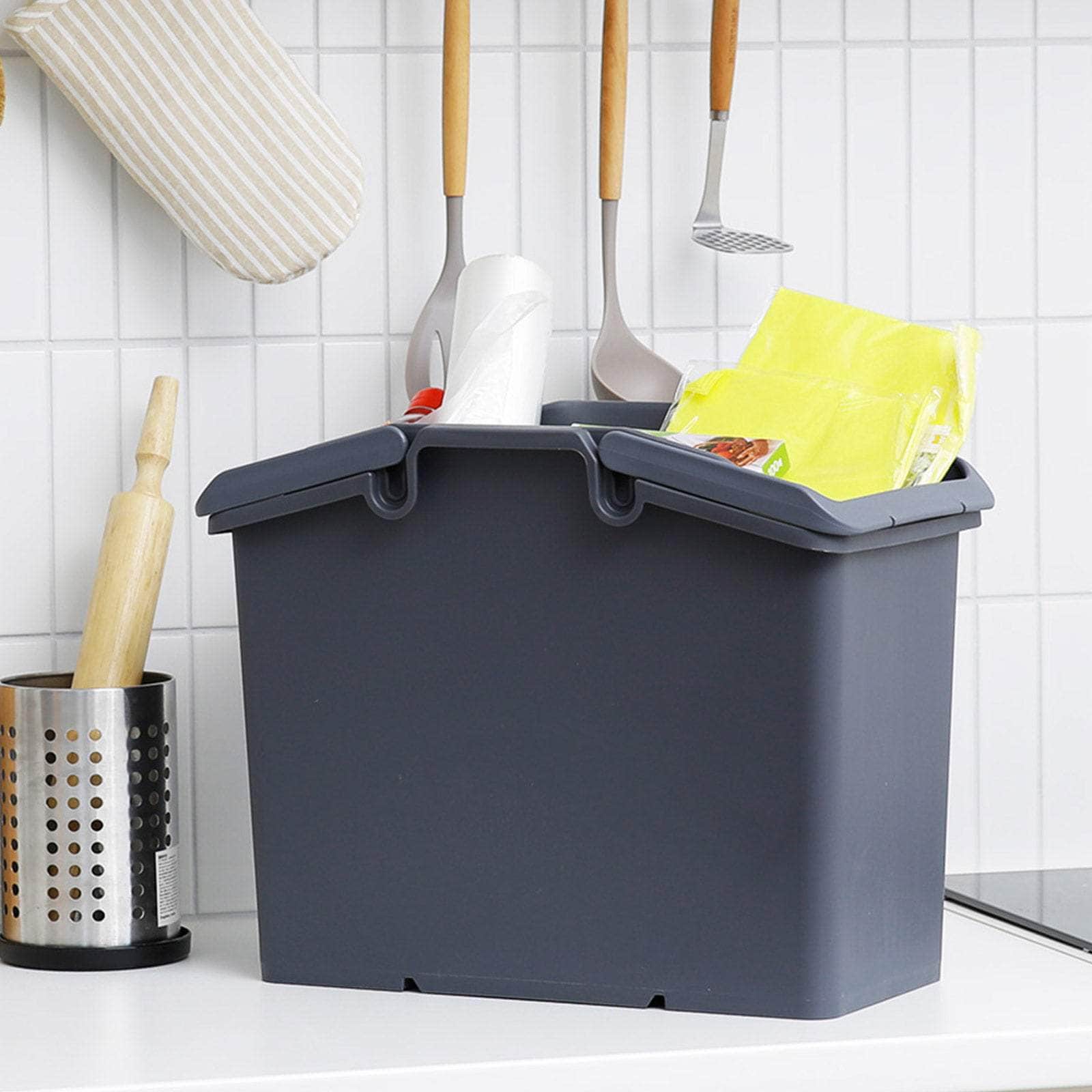 2 Set Dark Grey Stackable Multipurpose Laundry Basket