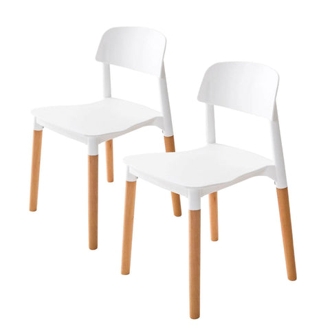 2 Set White Retro Belloch Stackable Dining Cafe Chair