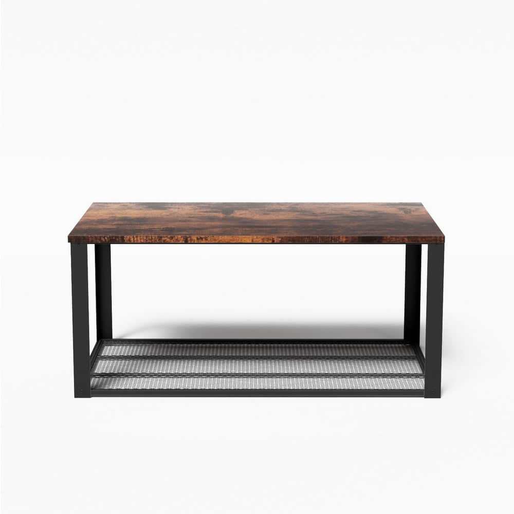 2-Tier Coffee Table Rustic Brown 104CM Modern Living Room Furniture