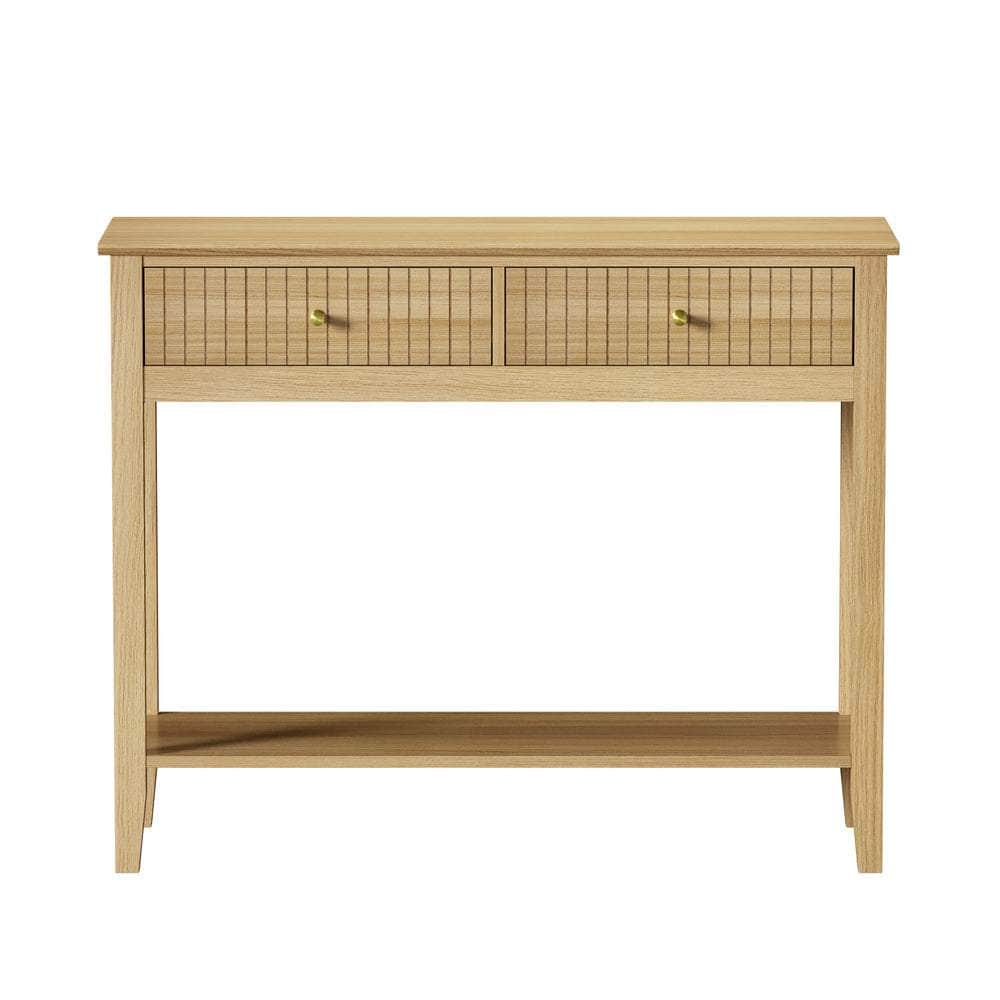 2-tier Console Table 100cm with 2 Storage Drawer