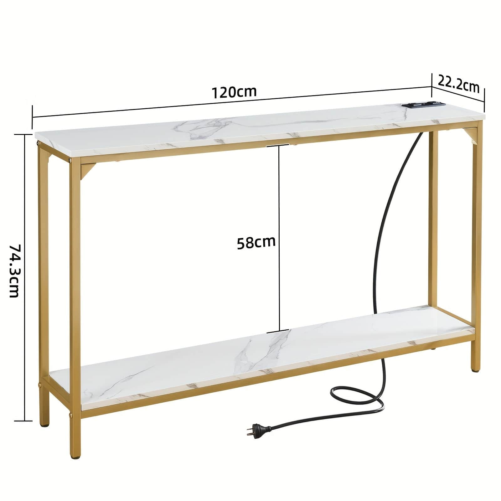 2 Tier Console Table With Power Outlets And Usb Ports Wood Entryway