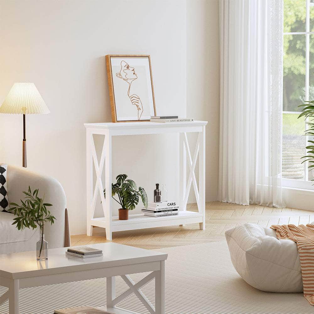2-Tier Console Table X-Design Wooden White