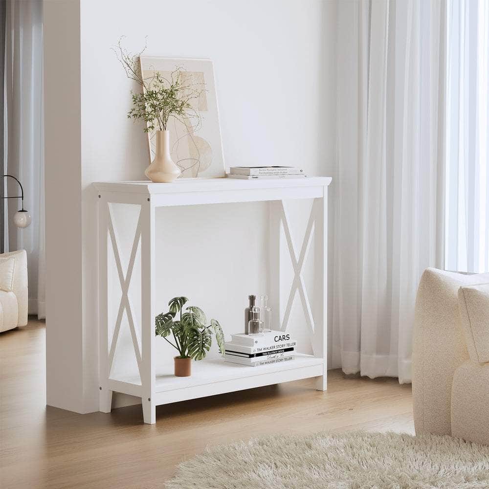2-Tier Console Table X-Design Wooden White