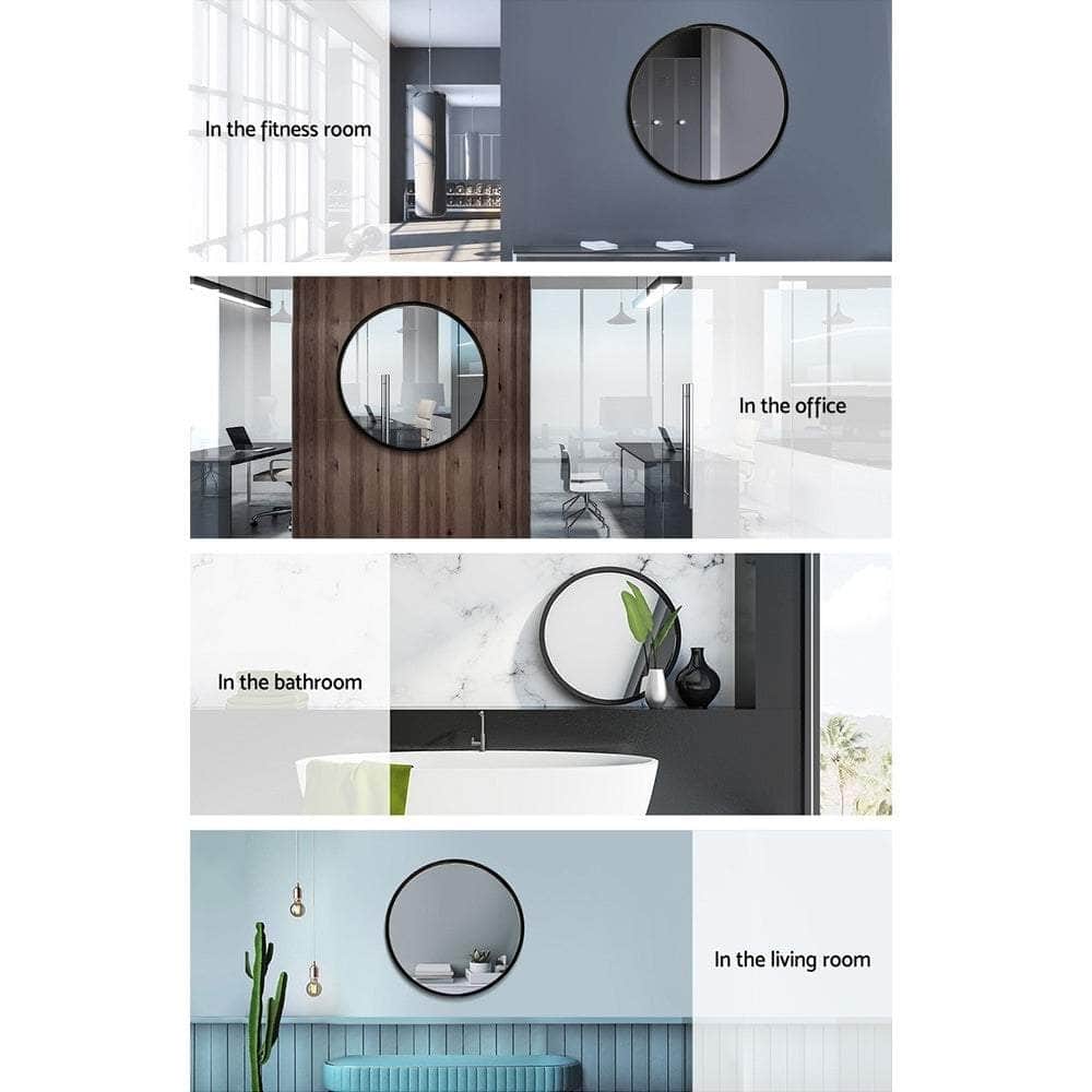 2 Wall Mirror Makeup Home Decor Framed Mirrors Round Black