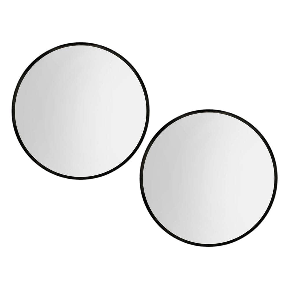 2 Wall Mirror Makeup Home Decor Framed Mirrors Round Black