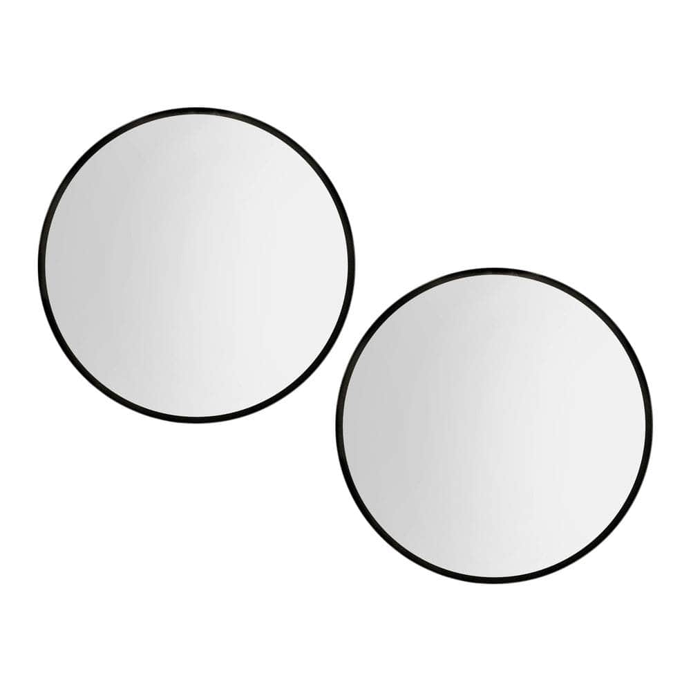 2 Wall Mirror Makeup Home Decor Framed Mirrors Round Black