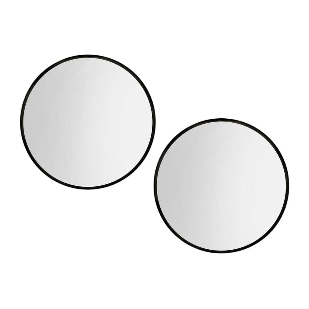 2 Wall Mirror Makeup Home Decor Framed Mirrors Round Black