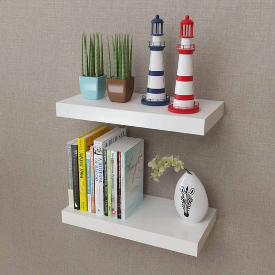 White MDF Floating Wall Shelves | 40 x 20 x 3.8 cm | Buy Now Pay Later