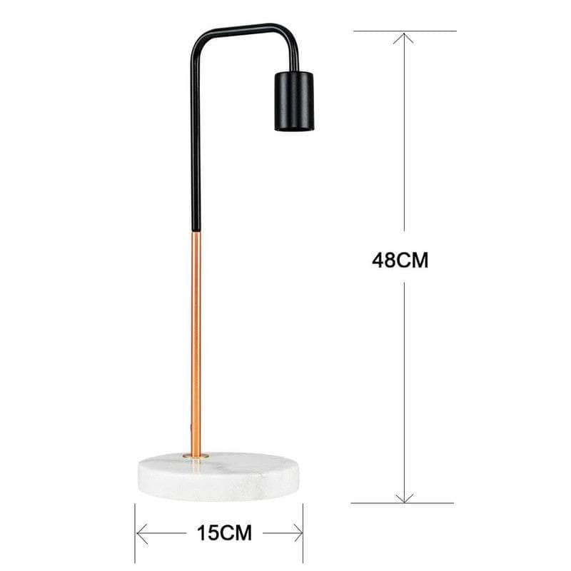 2 x LED Table Light with Marble Base and Matt Black Metal Copper Plating LED