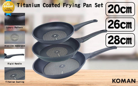 20 26 28Cm Set Titanium Coating Frying Pan Non-Stick