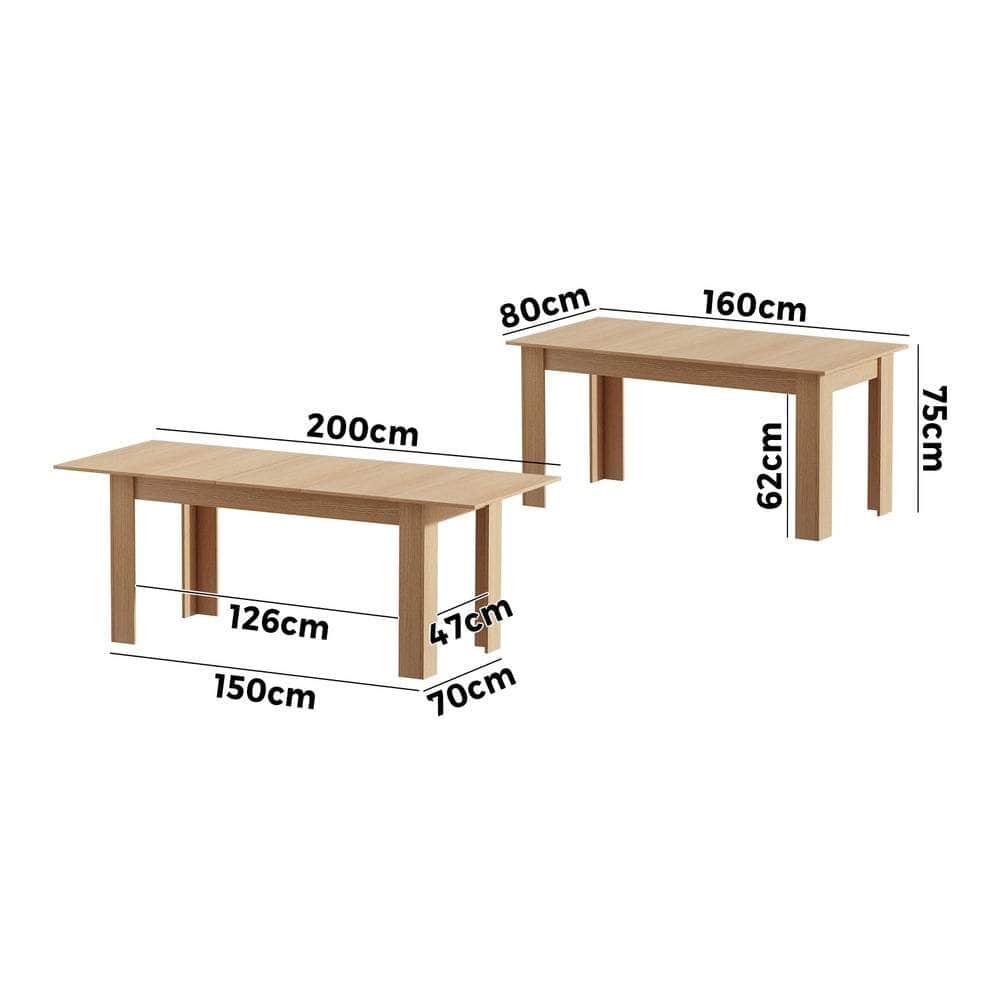 200cm Extendable Dining Table Cafe Natural/White
