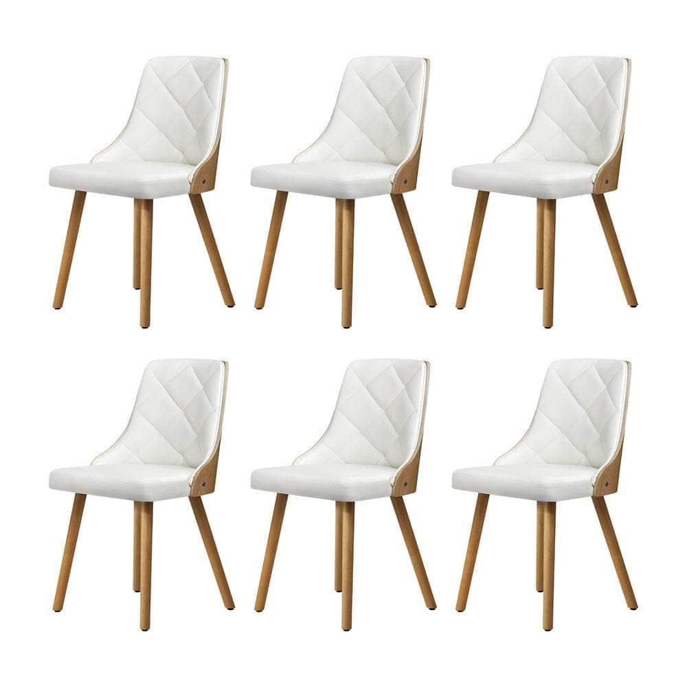 200cm Extendable Dining Table with 6PCS Dining Chairs PU Leather White