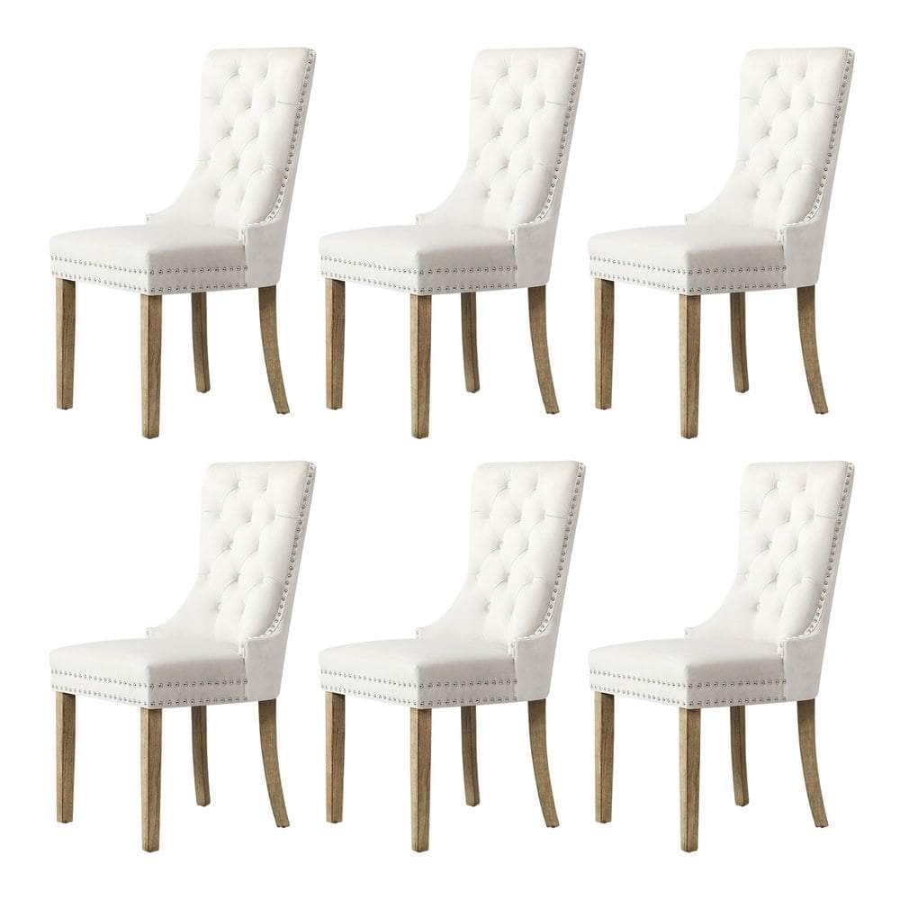 200cm Extendable Dining Table with 6PCS Dining Chairs Velvet Beige