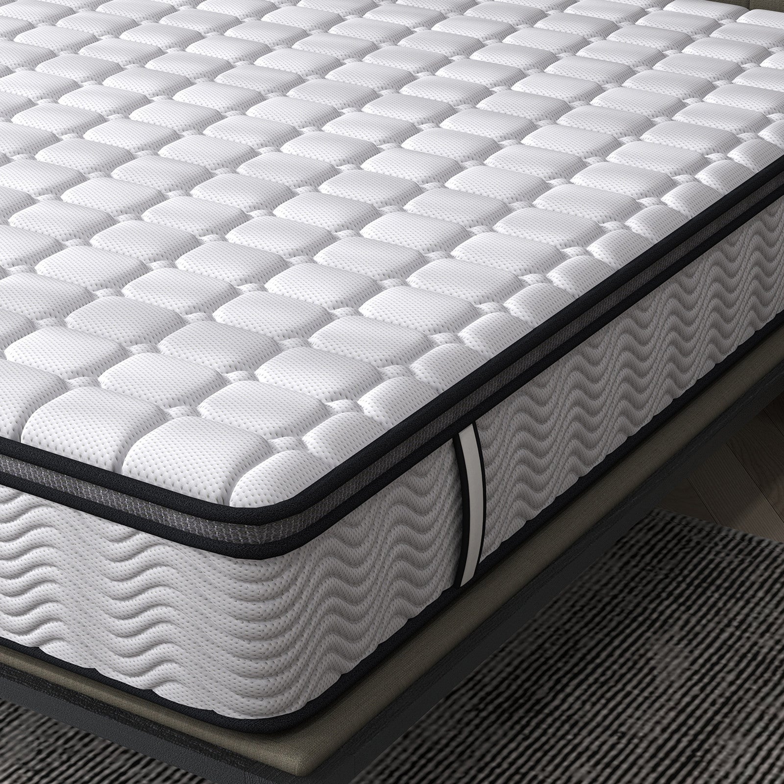 Pocket Spring Mattress Queen 5 Zone Euro Top Memory Foam Medium Firm Bed