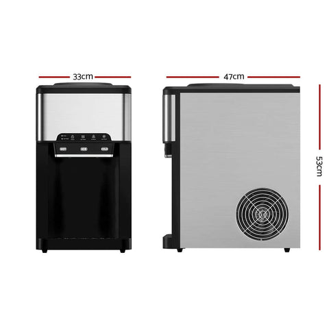 20kg 3 in 1 Ice Maker Machine Cold and Hot Water Dispenser 3L Silver