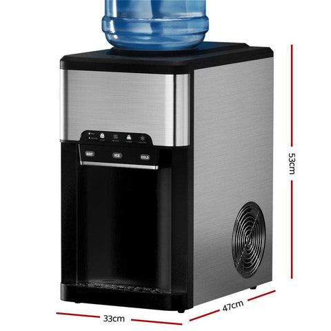 20kg 3 in 1 Ice Maker Machine Cold and Hot Water Dispenser 3L Silver
