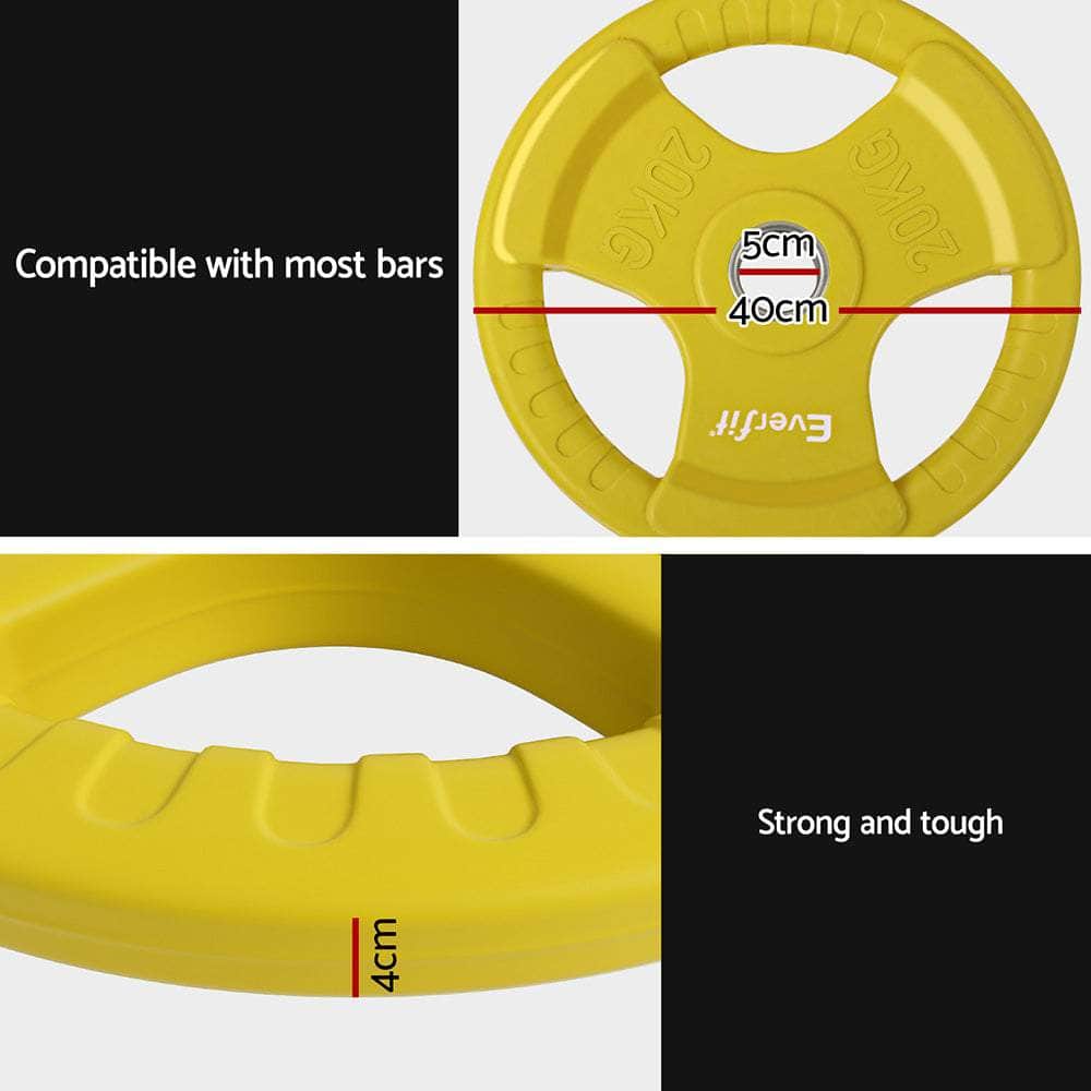 20kg Weight Plates - Standard Dumbbell Barbell Yellow