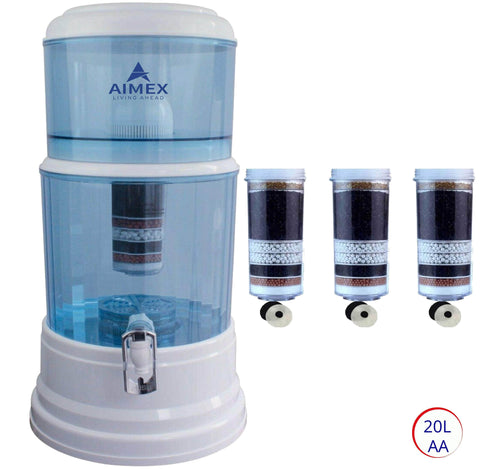 20L Benchtop Water Purifier Maifan Stone with 3 X 8 Stage Fluoride Reduction Filters