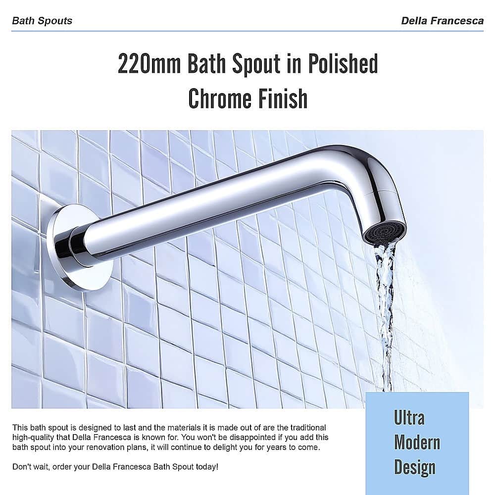 220Mm Bath Spout In Polished Chrome Finish