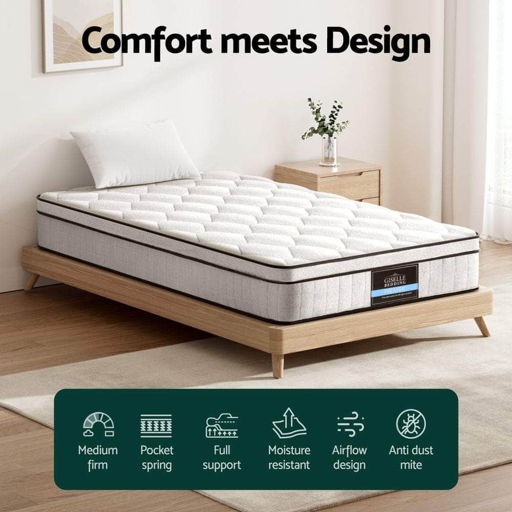 22cm Giselle Bedding Mattress – King Single Size for Comfortable Sleep