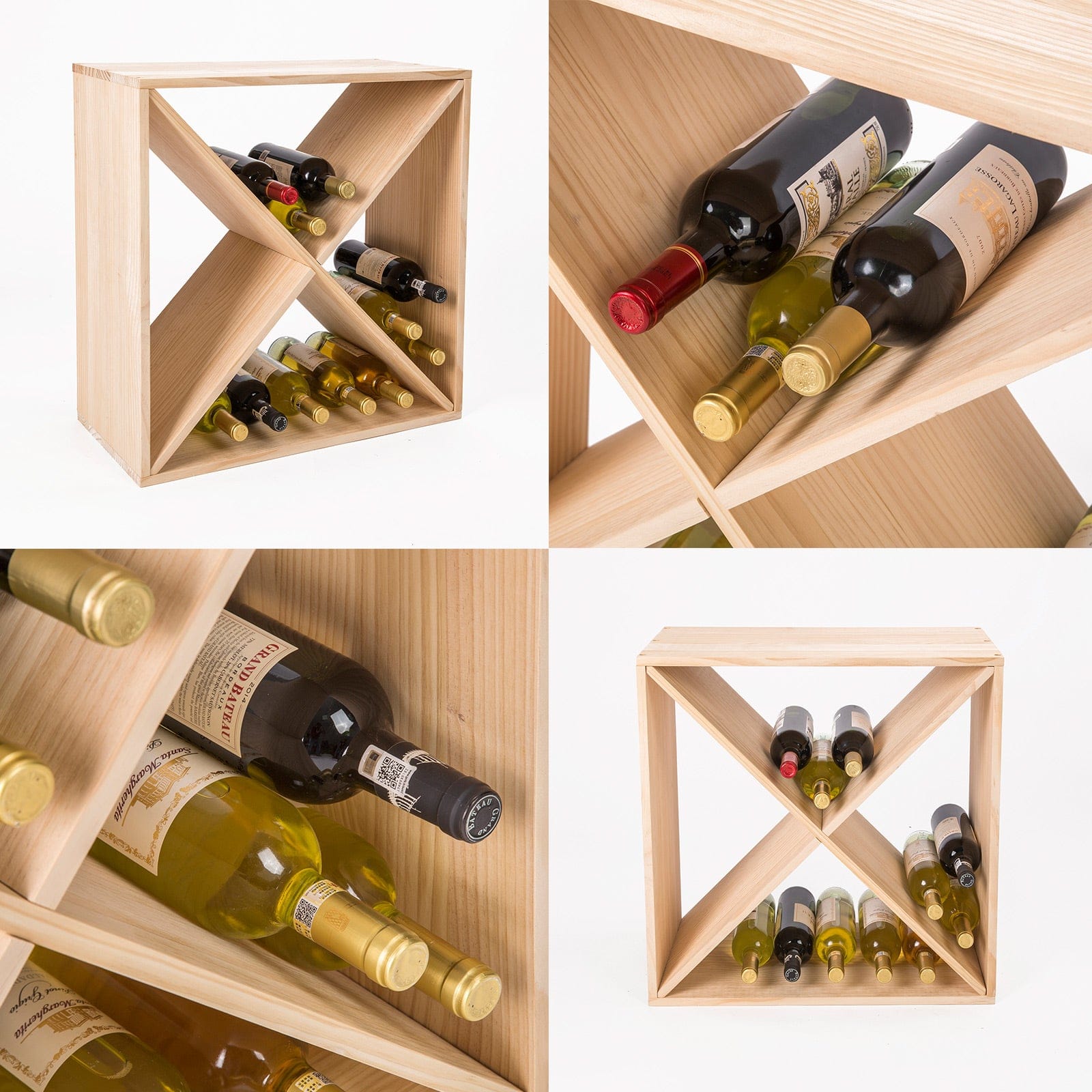Timber Criss Cross Wine Rack Storage Cellar Organiser 24 Bottle | Wine Racks