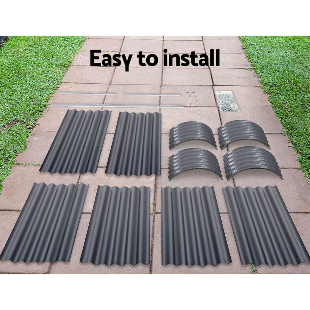 240x80x42cm Oval Raised Garden Bed - Galvanized Planter Box