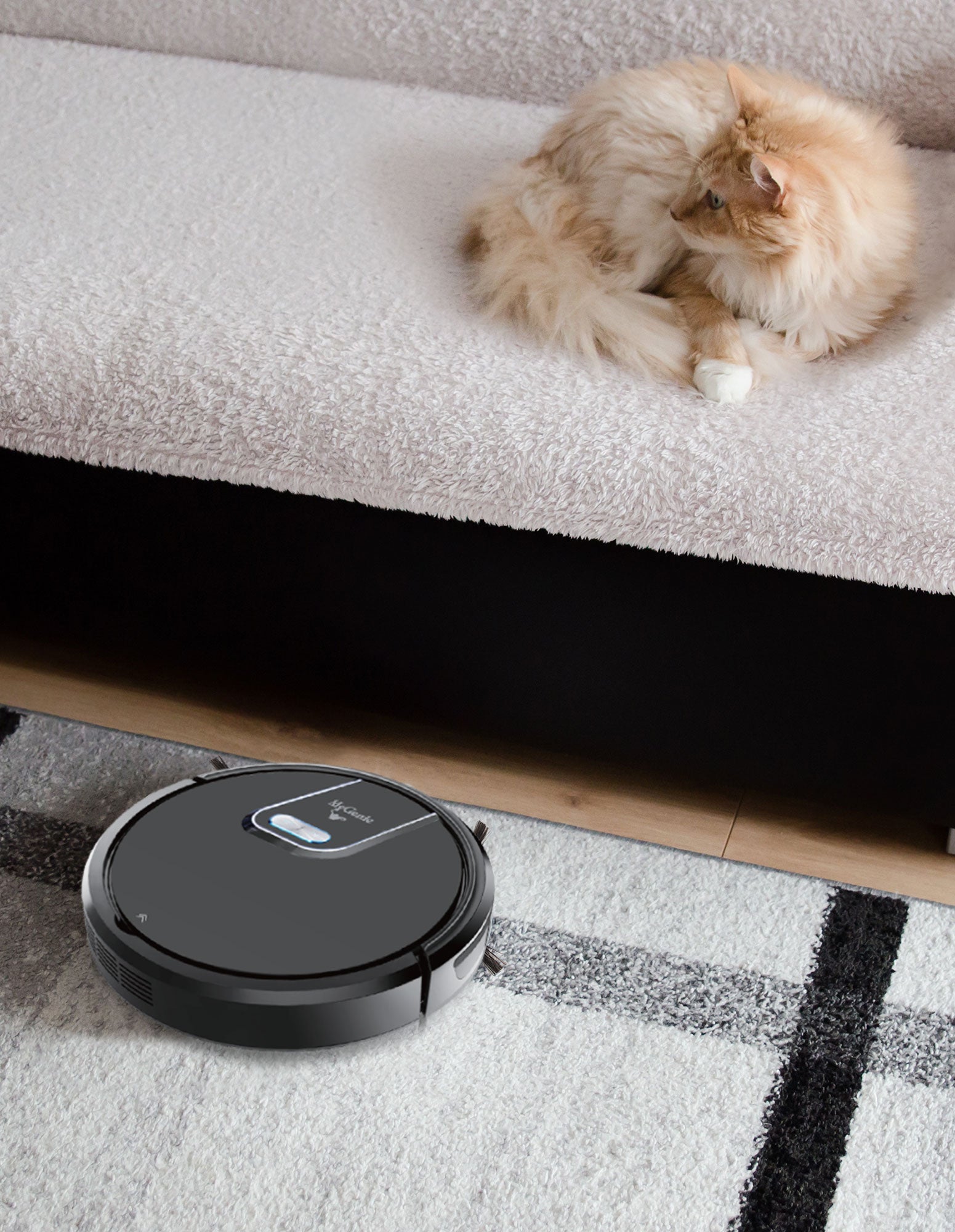 Genie Gmax Wi-Fi Robotic Vacuum Cleaner Smart Auto Mop Floor Cleaner Black