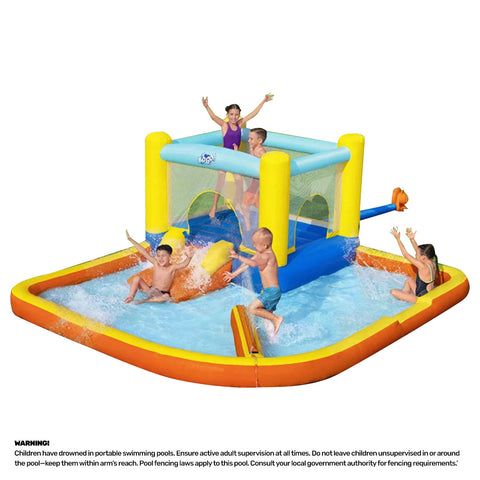 Bounce Water Park Inflatable Pool Slide w Electric Blower