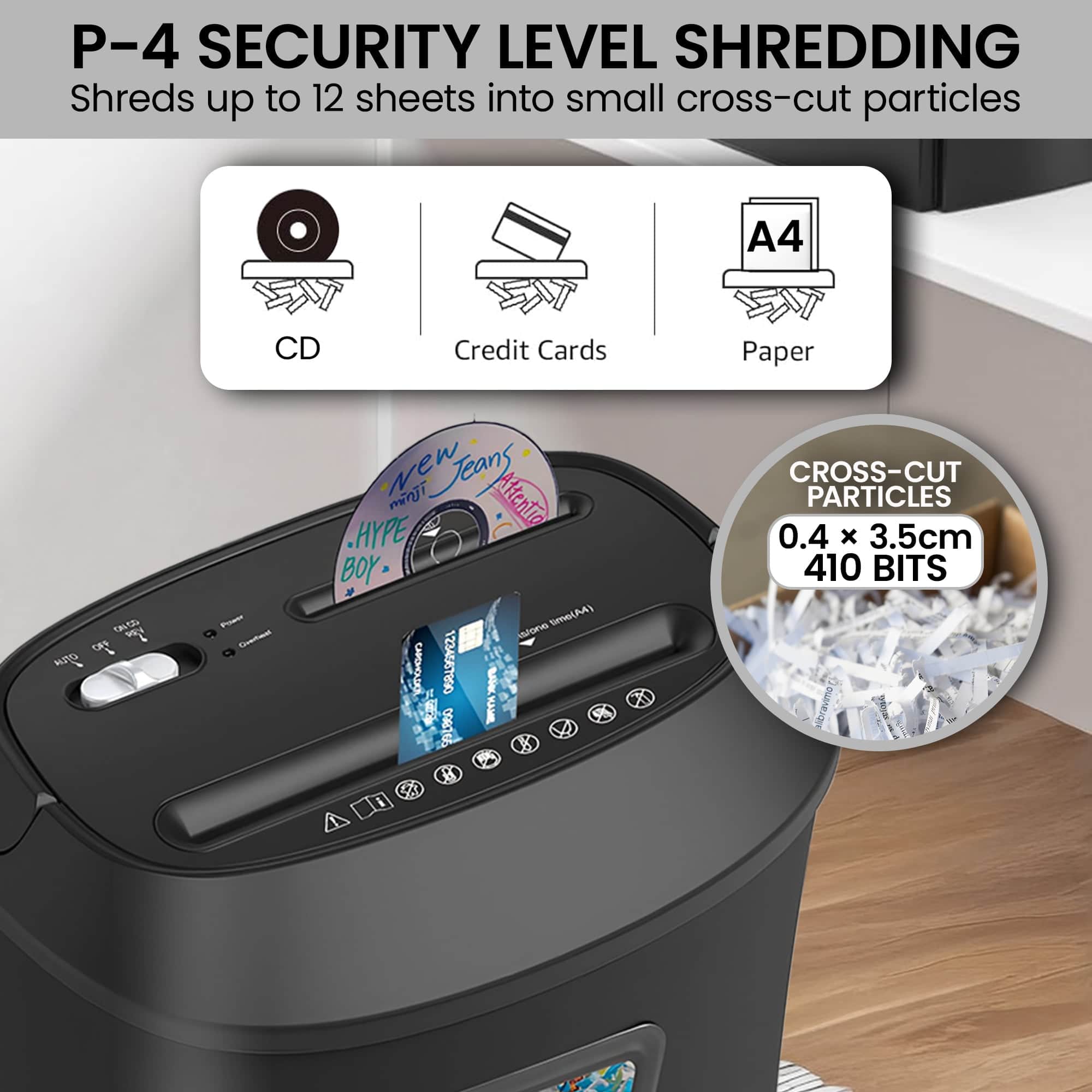 25L 12-Sheet Electric Paper Shredder Cross-Cut Home Office Cutter