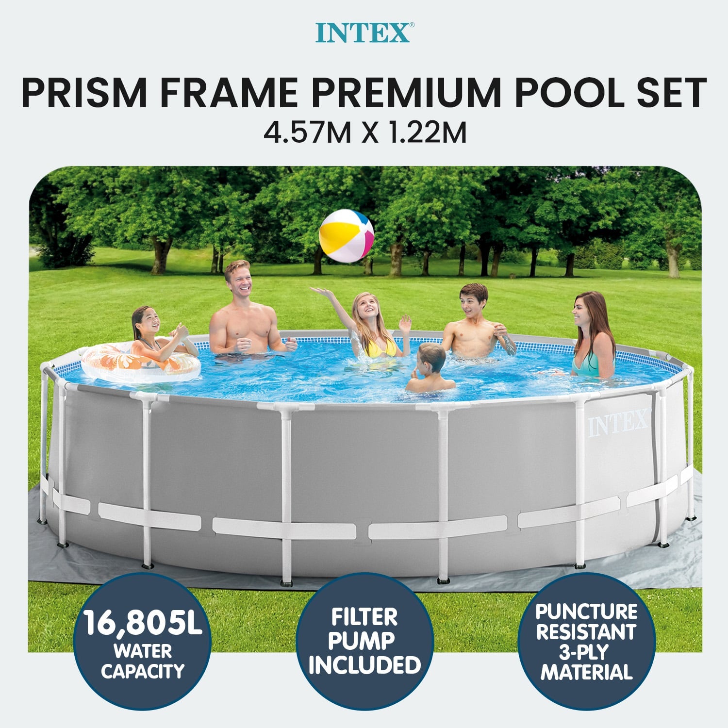 Round Swimming Pool Grey Steel