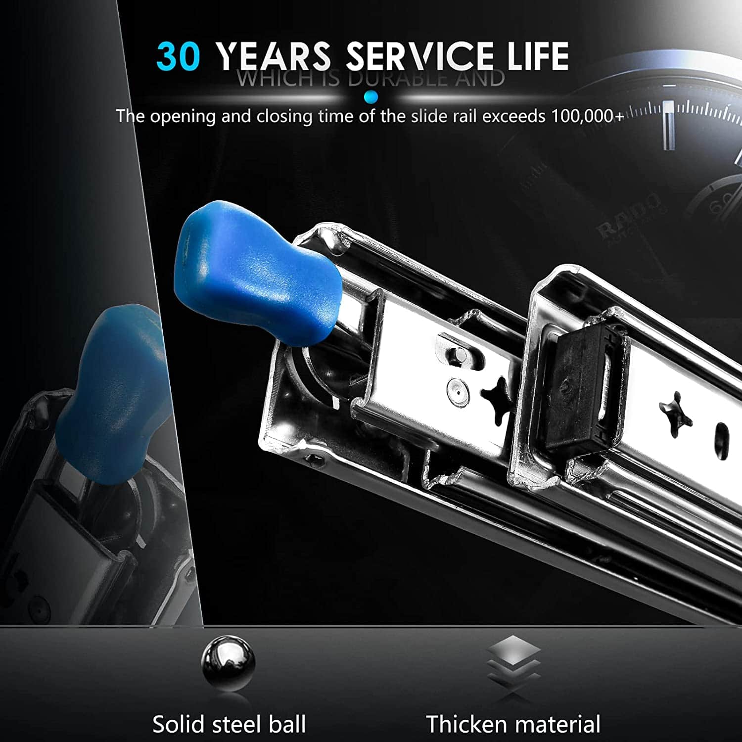 26In Pair 150Kg Heavy Duty Drawer Slides Rails Runners Locking Ball