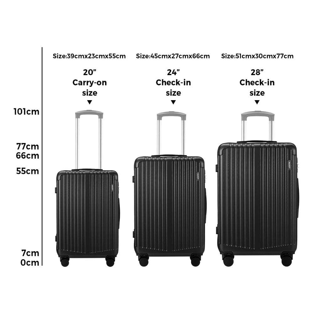 28" Luggage Set Travel TSA Lock ABS Case Black/Grey/Navy