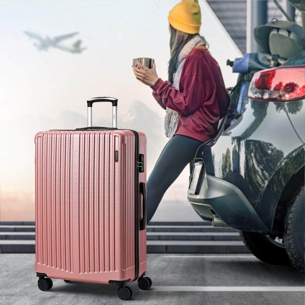 28" Luggage Suitcase Trolley Set Travel TSA Lock ABS Case Pink