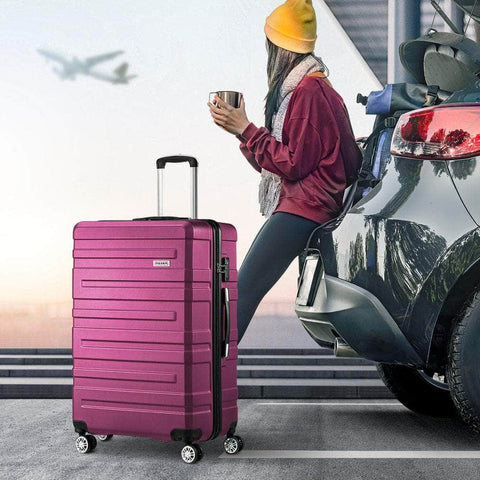 28" Luggage Suitcase Trolley Set TSA Lock Hard Case Magenta