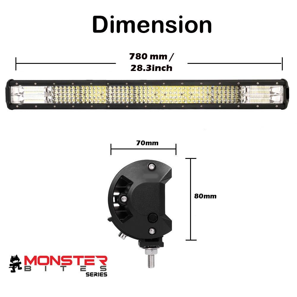 28" Philips Led Light Bar Quad Row Combo Beam Work Lamp 4Wd