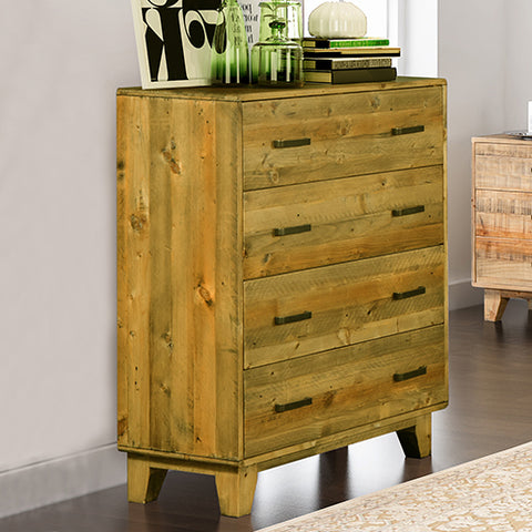 Light Brown Tallboy With 4 Storage Drawers