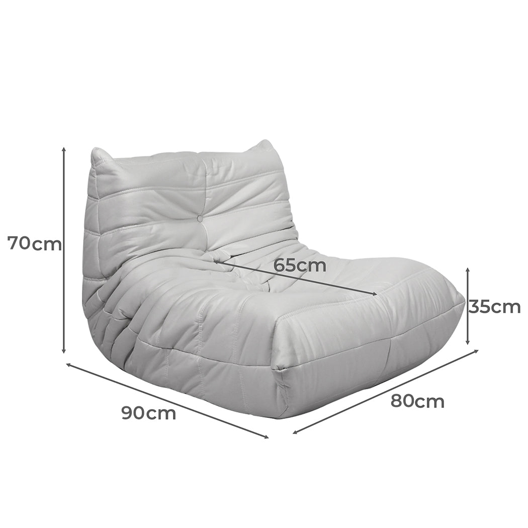 id4 - Elegant Floor Chair Caterpillar Sofa Grey  Wood Finish Classic
