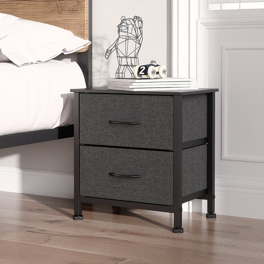 Storage Cabinet Chest of 2 Drawers Dark Grey - Tower Bedside Table Dresser