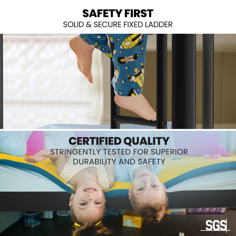 2In1 King Single Metal Bunk Bed Frame With Modular Design Dark