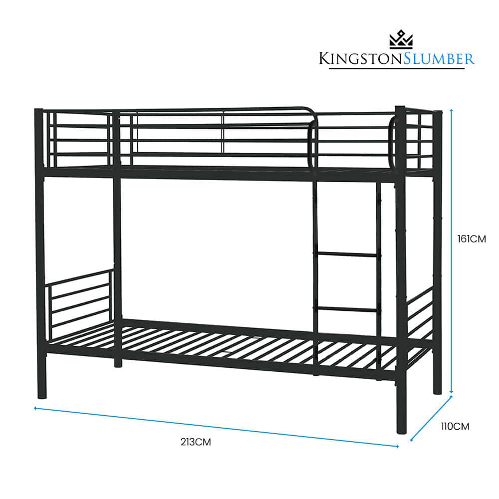 2In1 King Single Metal Bunk Bed Frame With Modular Design Dark