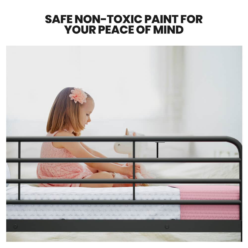 2In1 Single Metal Bunk Bed Frame With Modular Design Dark Matte