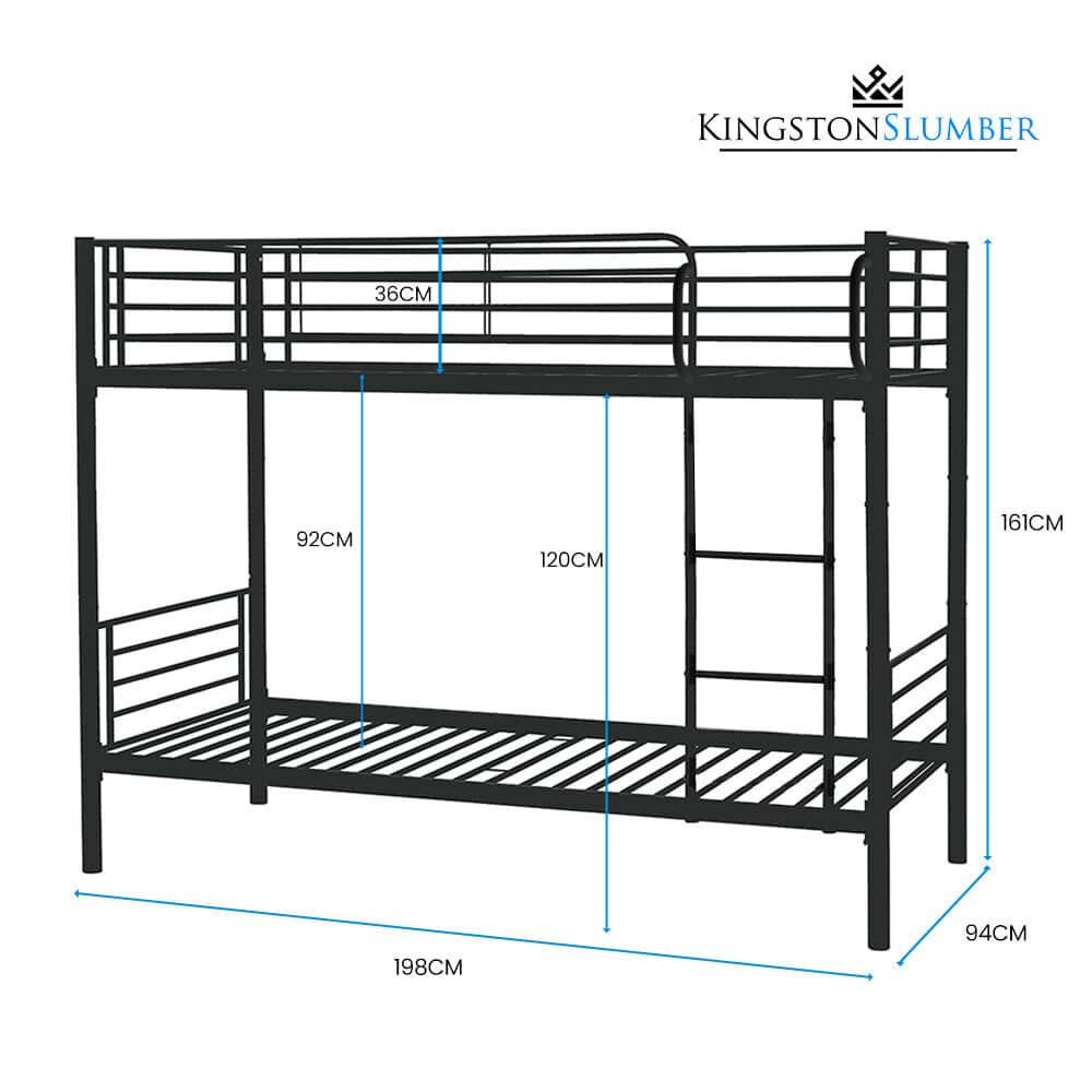 2In1 Single Metal Bunk Bed Frame With Modular Design Dark Matte