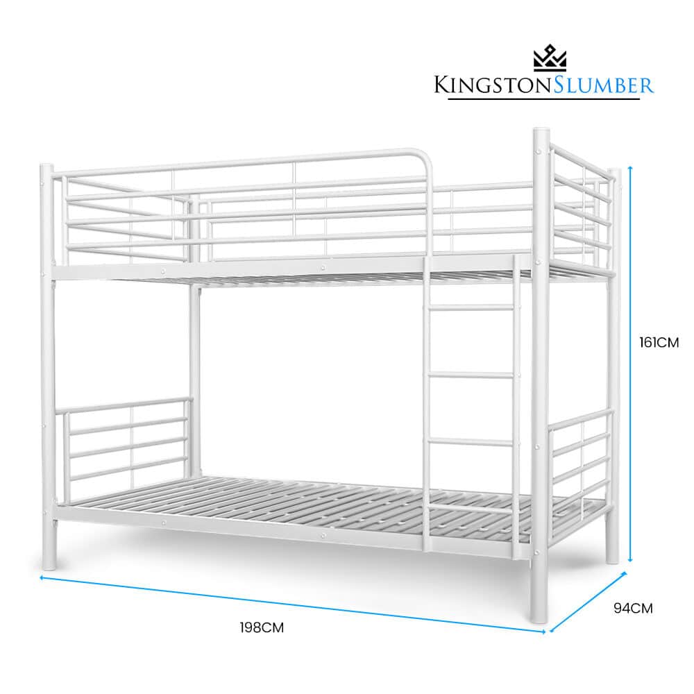 2In1 Single Metal Bunk Bed Frame With Modular Design Matte White