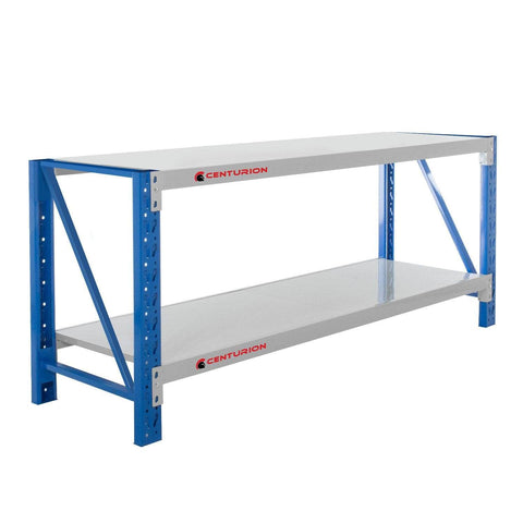 2M 400kg Dual Layer Workbench Grey Blue