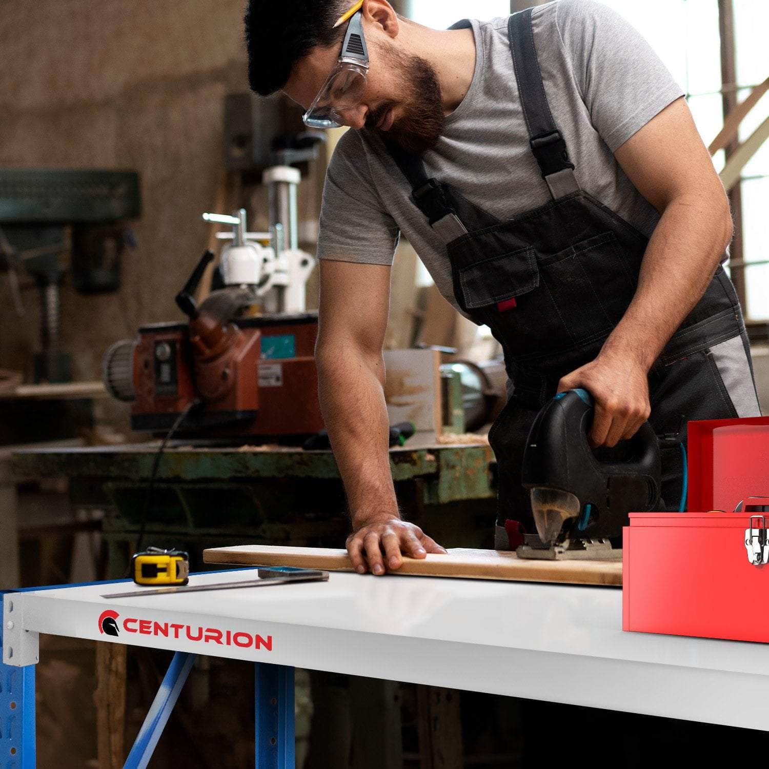 2M 400kg Dual Layer Workbench Grey Blue