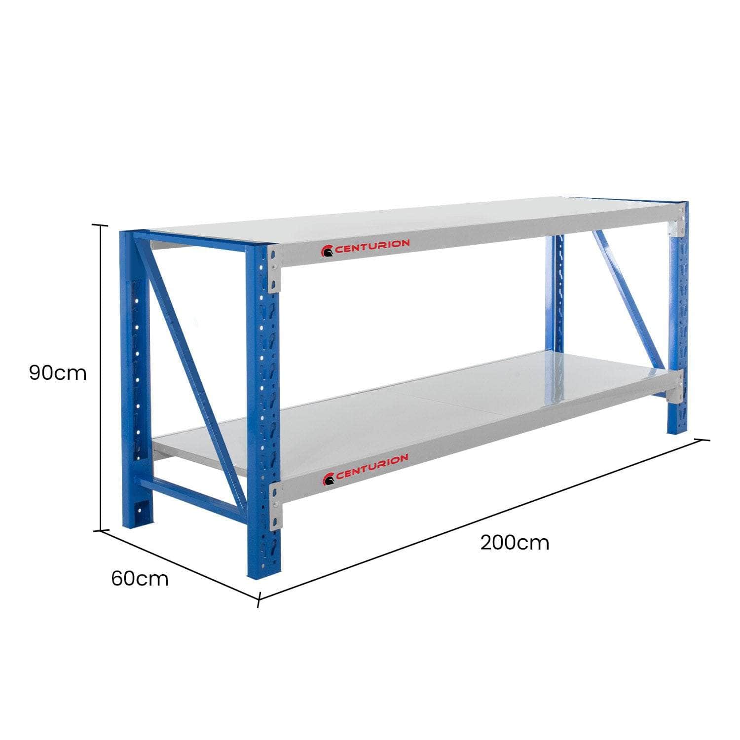 2M 400kg Dual Layer Workbench Grey Blue