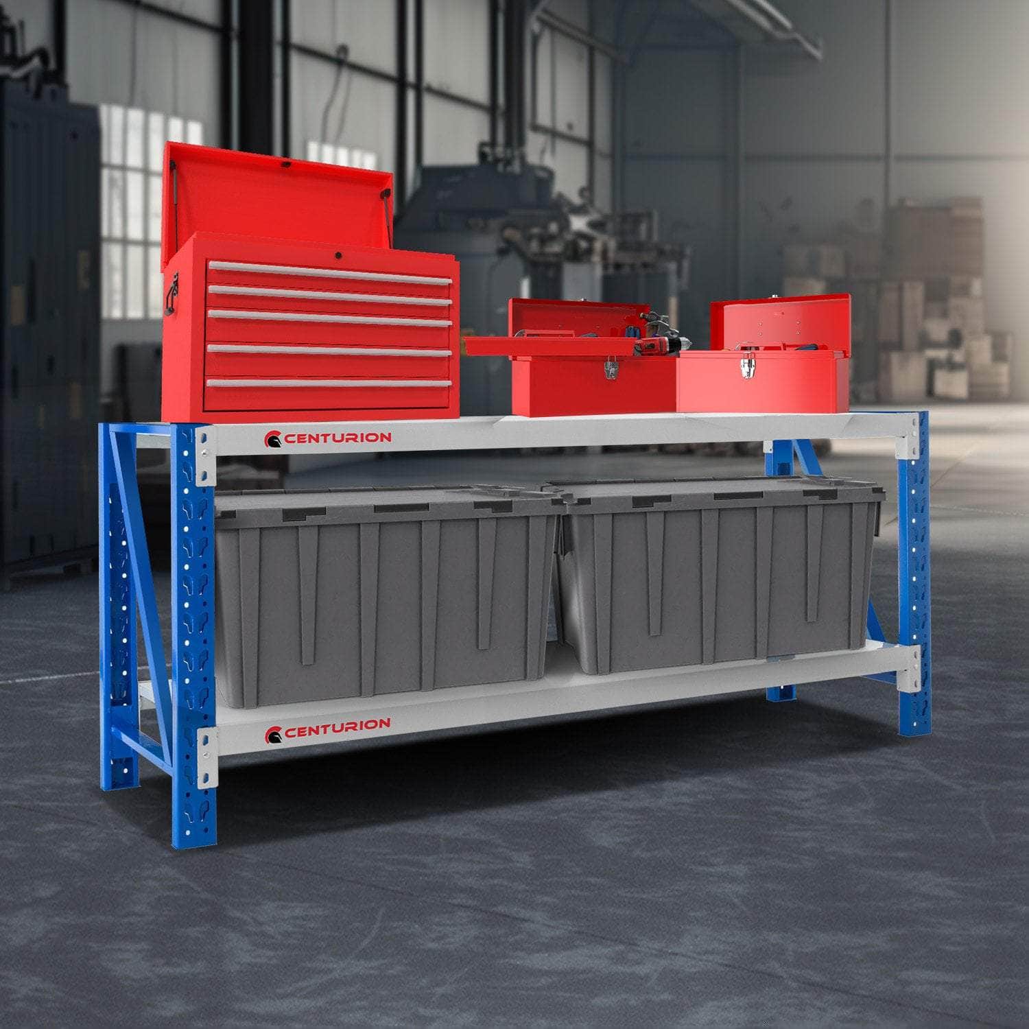2M 400kg Dual Layer Workbench Grey Blue